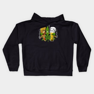 Weed Beer and Pizza Stoners Kids Hoodie